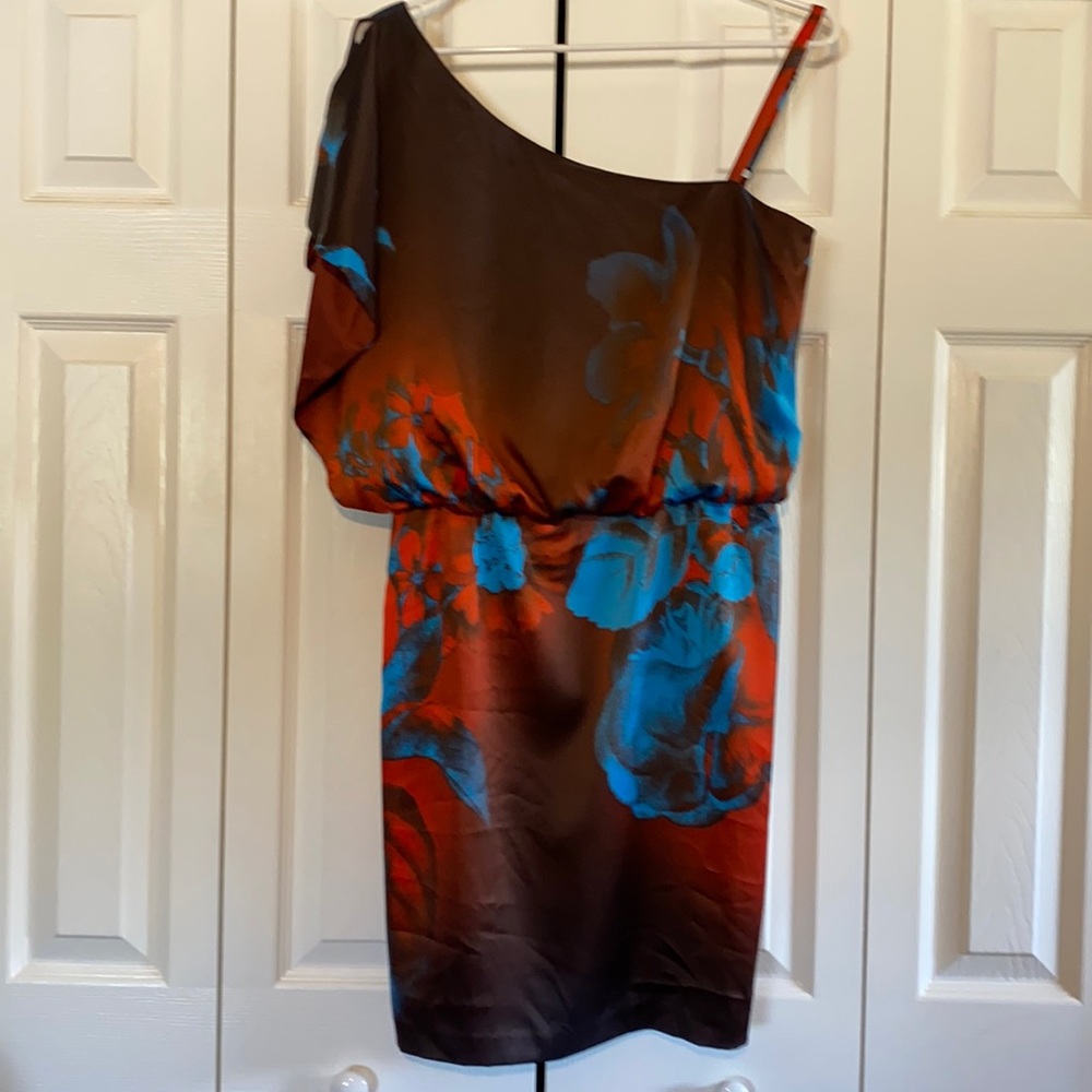 Jessica Simpson One Shoulder Silky Blouson Floral Dress Sz 8